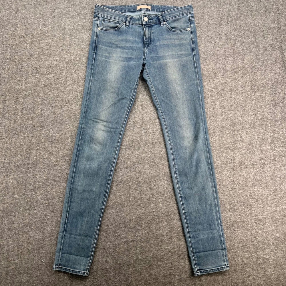 Uniqlo UJ Womens Skinny Fit Jeans Medium Wash Blue Low Rise Stretch 26 Long